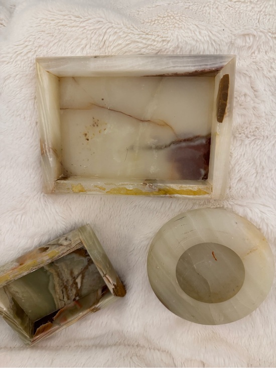Other - Cream Onyx Vanity Tray and Accessories Set - Neutral Stone Finish